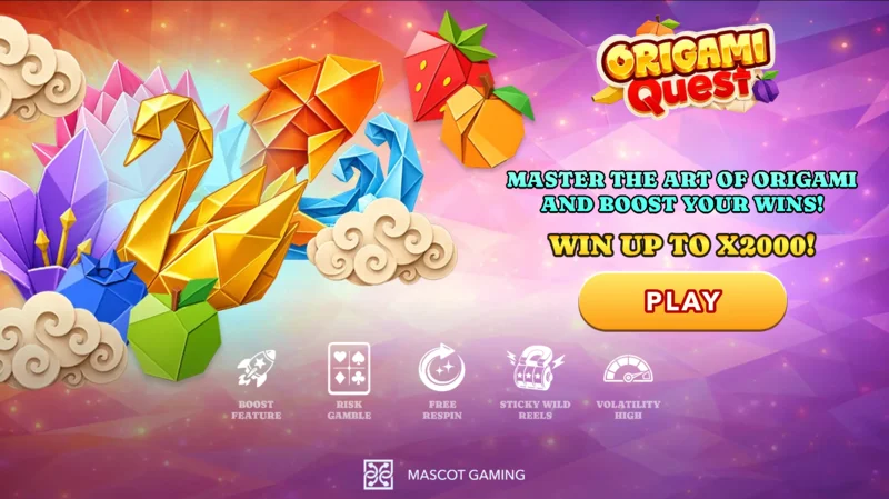 Origami Quest - रीलों और ओरिगामी प्रतीकों के साथ मुख्य स्क्रीन